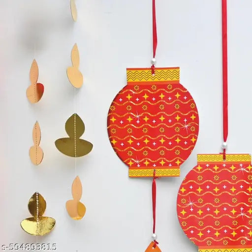 Diwali Decoration Wall Hanging Set of 8 | Colorful Paper Kandeel Lanterns for Ceiling, Wall & Door Décor | Perfect Deepawali Theme Decoration Items for Home, Office, Shop, Temple & Party Use