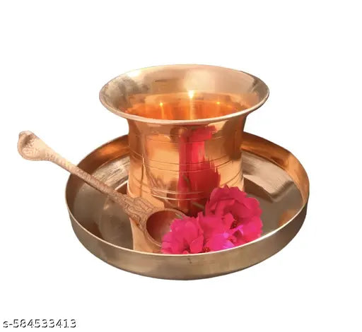 Copper Pooja Patra With Spoon Panchapatra Set