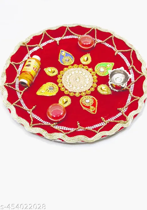 1 Pc Stainless-steel ,  Pooja Thali Set Including (1 Kalawa, 2 Small Katori, 1 Steel Diya Stand) with Accessories Puja Decorative Items for Home Mandir Office Wedding Return Gifts | Decorative Thali, Pooja Thali, Diwali Pooja Thali,| Pooja Accessories| Pr