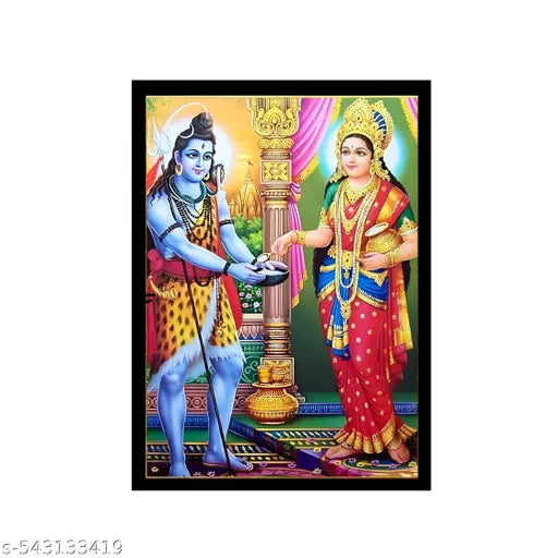 Annapurna Mata and Lord Shiva Wall Art Decor for Home & Kitchen