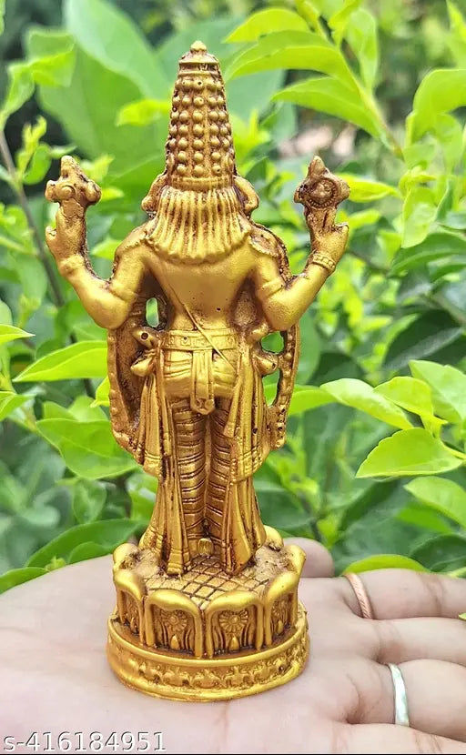 Hickory Gold Plated Lord Tirupati Balaji Idol - God Venkateswara Statue For Home Temple | Pooja Room |  Car Dashboard | Office Decor Spiritual Gift For Wedding, Anniversary, Diwali ( Pack Of 1 )