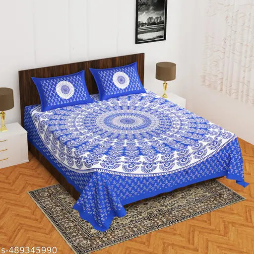 Cotton Bedsheet for Double Bed Combo Of 1 bedsheet With 2 Pillow Cover