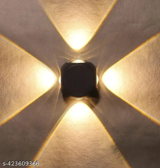 LED 4 Way wall led light  Outdoor Waterproof Exterior wall light lamp Fixture bedroom light (Warm White) (Up-Down-Left-Right) (4Watts) Pack of 1