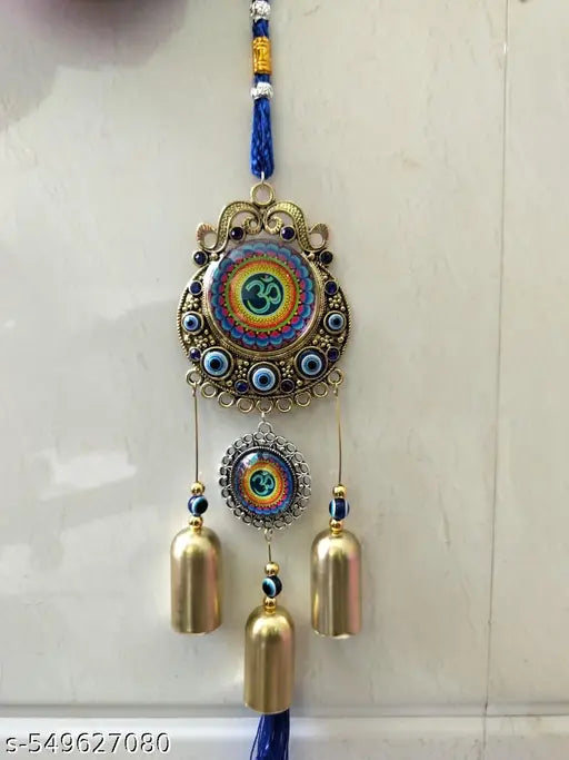 Divya 2 om round evil eye  colourful  wind chaim