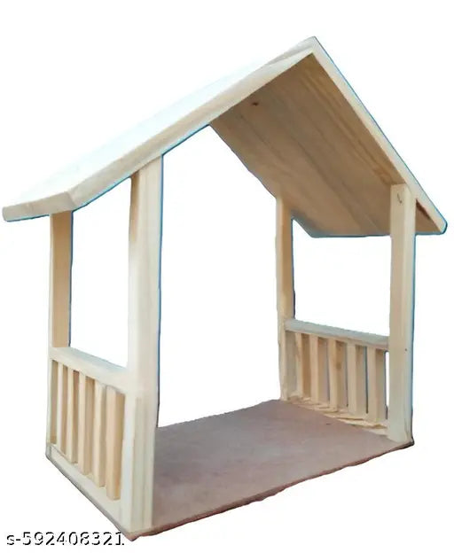 Handcrafted Wooden Hut Frame | Mini Wooden Mandir for Home Décor & Gifting
