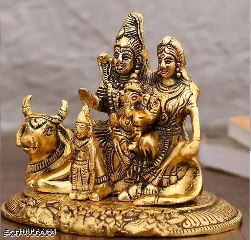 Sai Collection Shiv Pariwar Metal Idols for Mediation Metal Shiv Pariwar Showpiece for home Decor Metal Shiv Metal Shiv Pariwar Murti with Glossy finish unique Metal Sculptures .