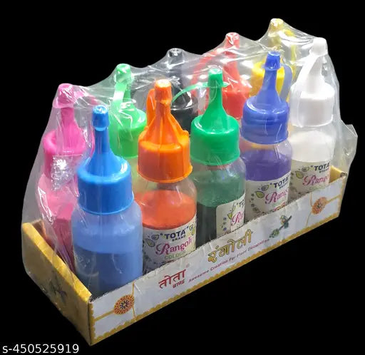 SKYGOLD TOTA ENJOY RANGOLI FIESTA COLOR SET 10 SHADES |BEST RANGOLI COLORS FOR RANGOLI MAKING 10 SHADES (MULTICOLOR)