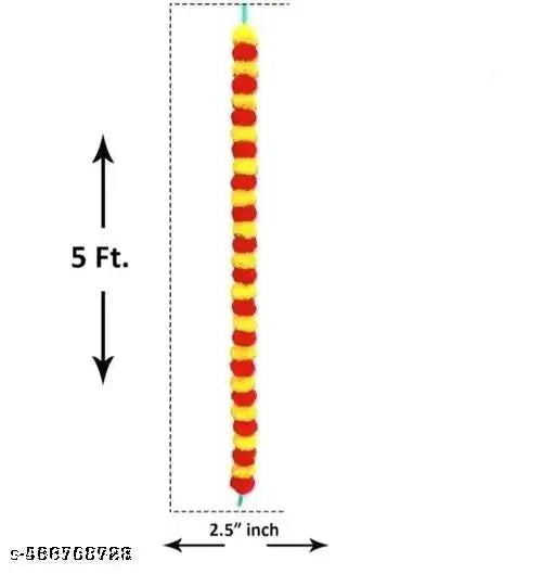 Artificial Marigold Fluffy Flowers for Door, Well Hanging, Wedding, Diwali, Pooja Ghar Decoration( 5 Ft. , Pack of 5 Pcs)