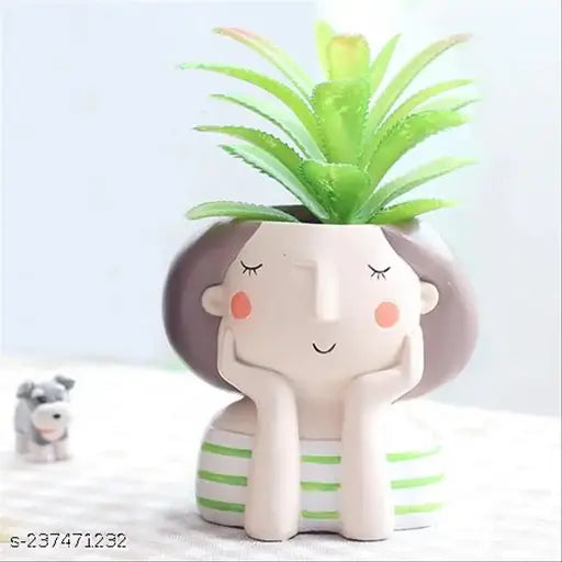 Day Dreaming Girl Resin Succulent Pot
