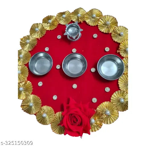 Mamta collection Rajasthani Handicrafts Pooja Thali Set for Home nd Office | Decorative Pooja Thali for Festival and Gifting | Aarti Thali | Puja Thali for Home Temple|  (Pack of 1)