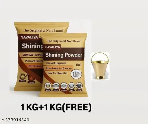 Pitambari Shining Powder 1.KG+1.KG(FREE) for 9 metals (copper,brass, aluminium, silver,steel) for Washing Puja Pots