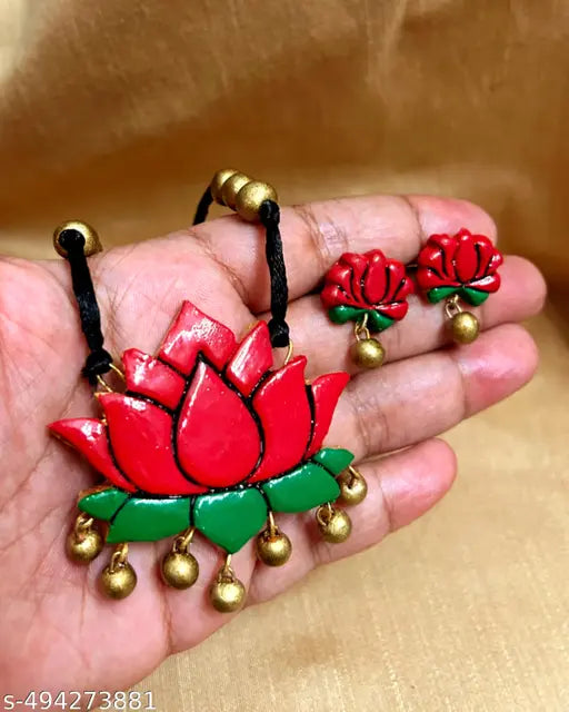 Stylish Terracotta Handmade Jewellery ," Traditional Jewellery With Earrings ," Designer Pendant Jewellery ||#latest