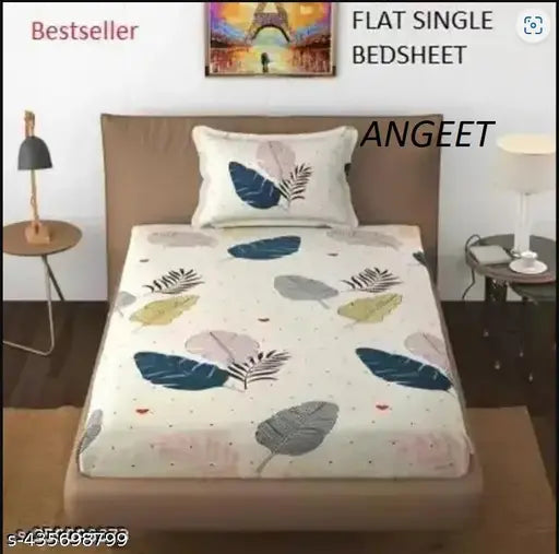 SINGLE BED COTTON BEDSHEET WITH ONE PILLOW COVER