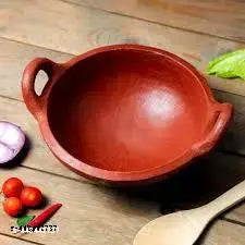 Handmade Red Clay Kadai/Cheenachatti/Clay Pot/Eaethern cookware pots for Cooking & Serving - Handi (Small Size)