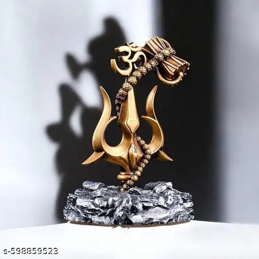 Divine Om Trishul with Damru Car Dashboard God Idol for Positive Vibes