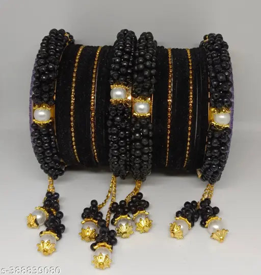 Bangles Set with Jhumki-Black