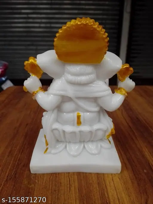 Marble Ganesha Murti / Idol 7 Inch ( white )