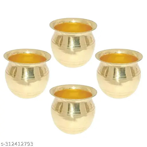 KAPER Brass Kalash Lota for Pooja/Puja Mandir Decoration(2.5 Inches) Set of 4
