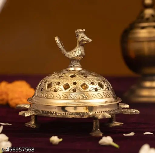 CLICKNECT INDIA Peacock Turtle Brass Incense Holder.