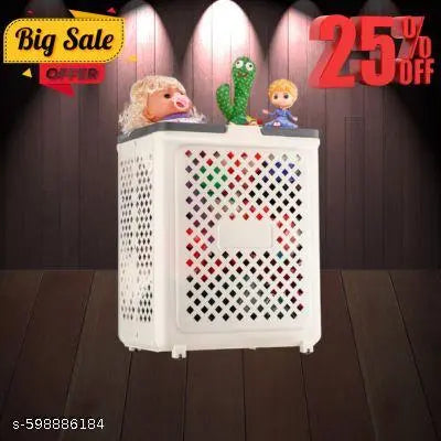 45 Litres Laundry Basket Plastic/Multipurpose Laundry Bag for Clothes/Durable Clothes Basket & Basket for Clothes Storage/Foldable & Space-Saving Laundry Basket (White)