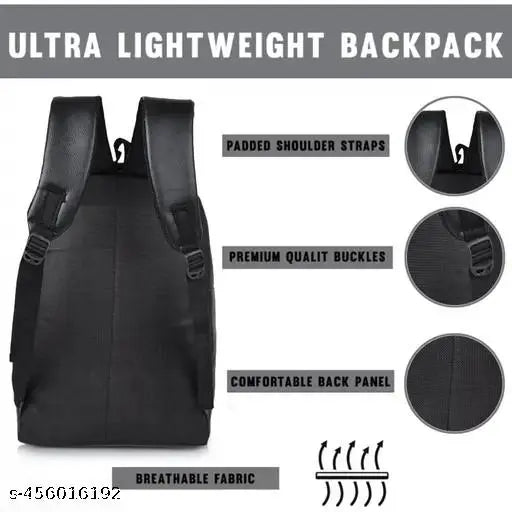 Size: M (15-30L) Zerus Black PU Leather Laptop Backpack for Office School College | Unisex 15.6" Stylish Business Bag for Men & Women