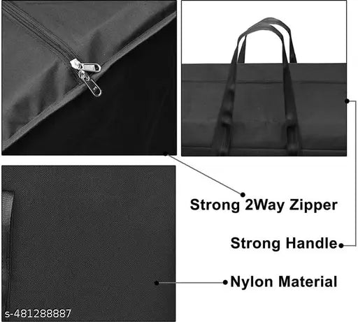 M Teaser Nylon 4 Pack 85 L Moisture Proof Multi-Purpose Storage Bag/Clothing Storage Organiser/Toy Storage/Stationery Paper Storage Bag with Zipper Closure & Strong Handle (Black, 57x36.8x40.5 cm)
