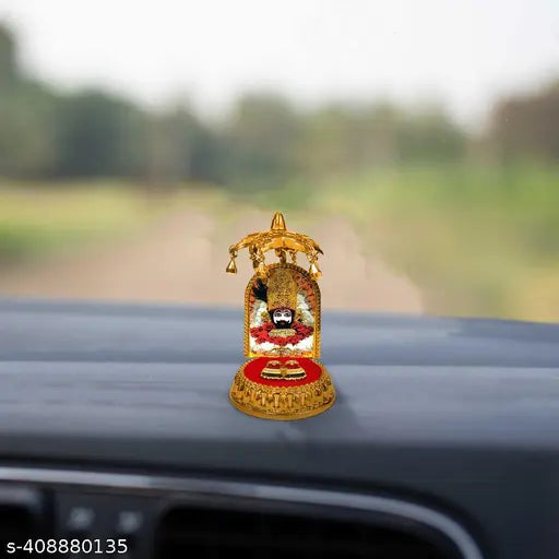 Bigwheels Lord Khatu Shyam Baba/barbarik with Charan Paduka and Umbrella Chhatra God Idol, Car Dashboard/office Desk/table/home Decor Showpiece, Chatri Aasan for Murti, Ideal Gift Item