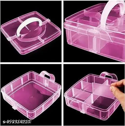 3 Layer 18 Grids Storage Plastic Boxes Medicine Jewelry Bead Storage Box Container Organizer Case Craft Boxes Random Color (Square, White).