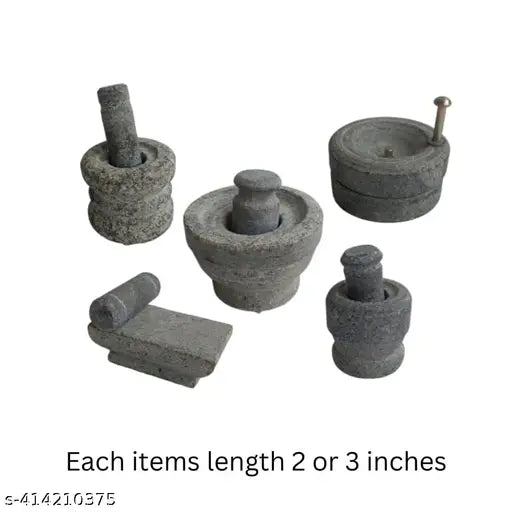 Stone miniature/ Stone Miniature Kitchen Set for Kids/Miniature Kitchen Set Kids Toys / Pooja and Grahapravesam / Combo pack/ Traditional Home Decor / Grinding Stone / Kitchen Playsets/Mini Toy/Housewarming Set/Birthday Gift for Kids( Medium Size ) ( Pack