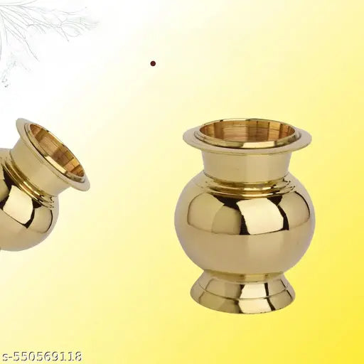 Brass Kalash (Heavy) - Sacred Hindu Water Pot for Puja, Home Decor, Wedding, Festivals, Daily Worship, and Spiritual Rituals