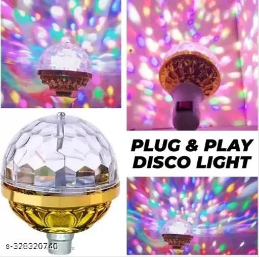 Golden Jumbo 360 Degree Rotating Light Disco Bulb for Home Bedroom Hall Dancing Stage Birthday Party Disco Bulb (Golden, Pack of 1)
