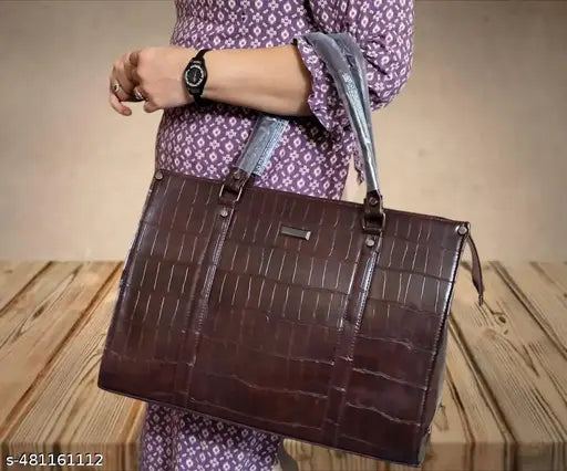 LEATHER HANDBAG OFFICE HANDBAG FOR WOMEN PREMIUM QUALITY TOTE BAG FOR LADIES WITH TWO HANDLES AND SHOULDER STRAP FASHIONABLE CARRYBAG BIG LARGE CAPACITY