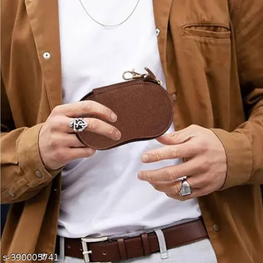 100% Genuine Leather Key Case Pouch | Key Holder for Men & Women (Set Of 1,Tan)
