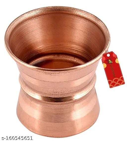 UAPAN Copper puja, Temple Damru Shape Panchpatra (Pack of 1 Pieces, Gold) Glass Set Water/Juice Glass  (50 ml, Copper, Gold)  Puja Articles