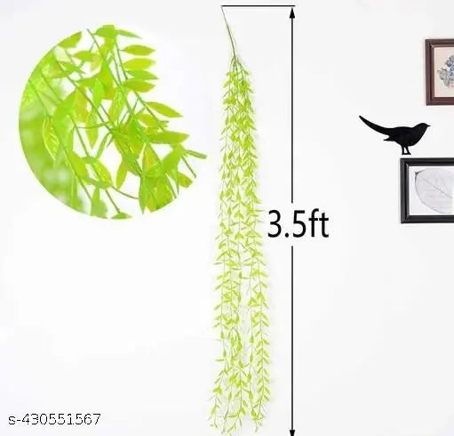 Artificial green grass wall Hanging Leaves Greenery Plants for Home Decor Main Door Wall, Balcony, Office, Decoration Party & Festival pack of - 12 ,