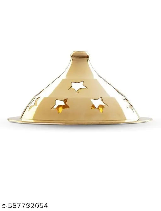 C A GIFT CREATION Akhand Jyot Aaradhya Brass Pooja Diya for Puja & Religious Rituals with Borosilicate Glass Cover for Home,Office & Temple | Traditional Gifting (4.8 Inch Height)