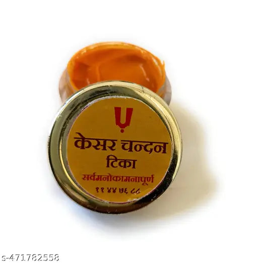 Chandan Kesar Tika (Tilak) Authentic Red Sandalwood & Saffron Paste, Long-Lasting Fragrance for Daily Pooja, Hawan, and Spiritual Rituals