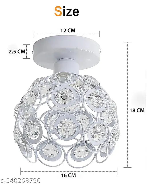 Modern Mini Chandelier Lamp, Crystal Ceiling Light, Semi-Flush Mount Corridor Lights Lamp for Bedroom White