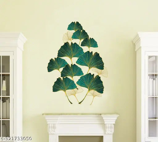 Wallbook Golden Green Leafs| Size 80 x 58Cms | Wall Stickers for Home, hall, bedroom, kitchen and Living room