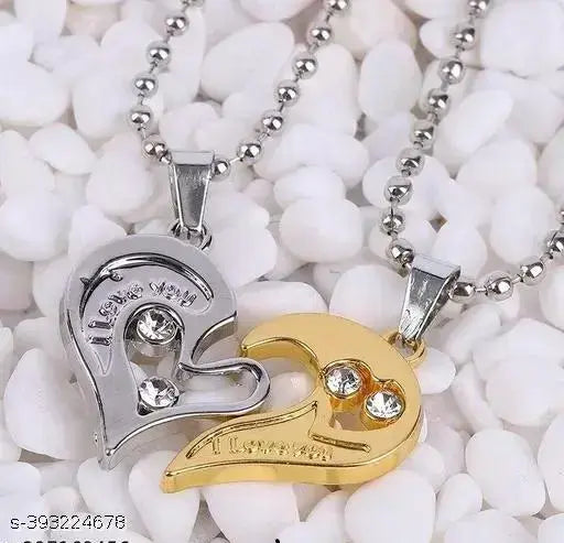 JSS MART PRESENT Couple Lockets | Couple Love Symbol Lockets | Half Heart Pendants For Lovers | Men Women Lockets | Gifts For Her