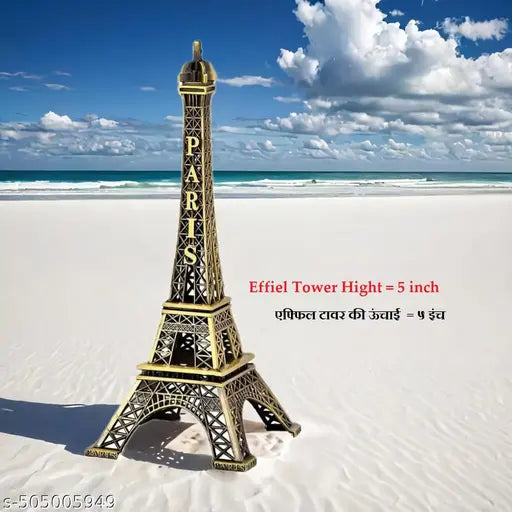 Small Antique Vintage 3D Metal Paris Eiffel Tower Miniature (Hight- 5 inch) Decorative Showpiece - 15 cm  (Metal, Black)
