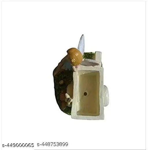 cart Girl Cute Angel Girl Butterfly Girl Handicraft Pottery Lucky Pots Planter Showpiece for Succulent and Flower (Multi Color, 12 x 9 x 9 cm)