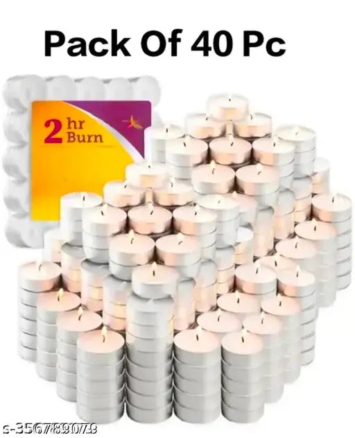 Tea Light Candle Pack of 40 White Colour 100% Organic Wax  Made In India Product