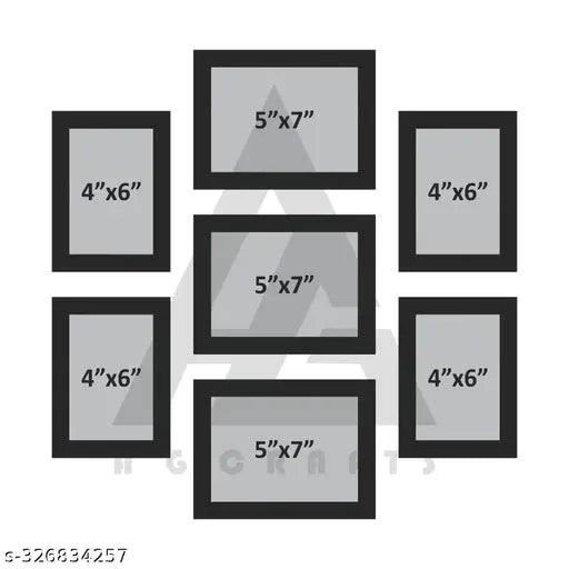 PHOTO FRAME GLASS WOOD PHOTO FRAME SET OF 7 ( 4x6-4 5x7-3 BLACK )