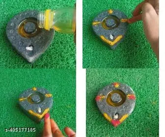 RARE OCEANS Decorative Diya/Agal vilaku/Oil lamp Medium Size Heavy Duty Stone (Medium Size)