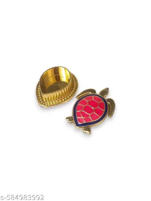 Haldi Kumkum box with Tortoise design | Haldi Kumkum box for Pooja & Gifting | Trendy Gold-Plated Kumkum box | All in one Gift for Women, Weddings, Pooja Functions | Traditional Meenakari | Pack Of 4 Piece | Lightweight and easy to carry | Products will b