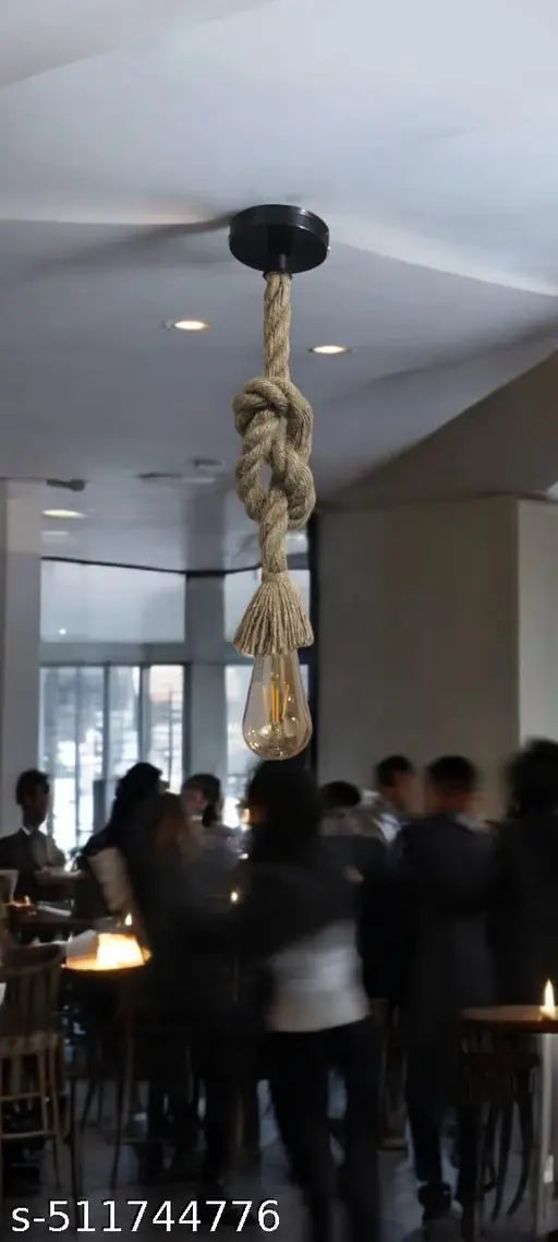 Hanging Natural Jute Rope Decorative Light Pack of 2 Without Bulb ( Brown )- Fancy Light, Home Decor, Light For Restaurant