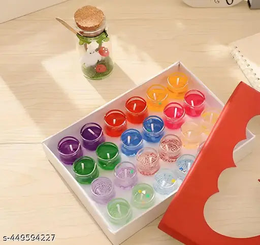 ZIPZOOP Gel wax 24 Pcs Tealight Candles for Home Decoration - Pack of 24 Gel Wax Lighting Mini Jelly Candles for Home Decoration, Spa, Surprise, Diwali Decoration, Party & Events.