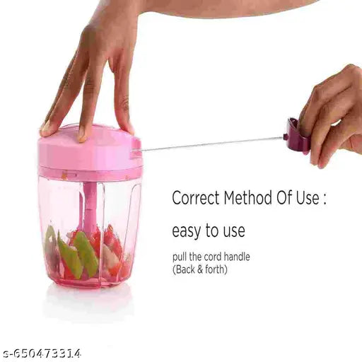 Dori Handy Chopper 1000ML | Big Size Vegetable & Fruit Cutter | 5 Stainless Steel Blades | Premium ABS