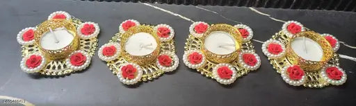 5Red Rose T Light DIYA Set of 4 with Wax